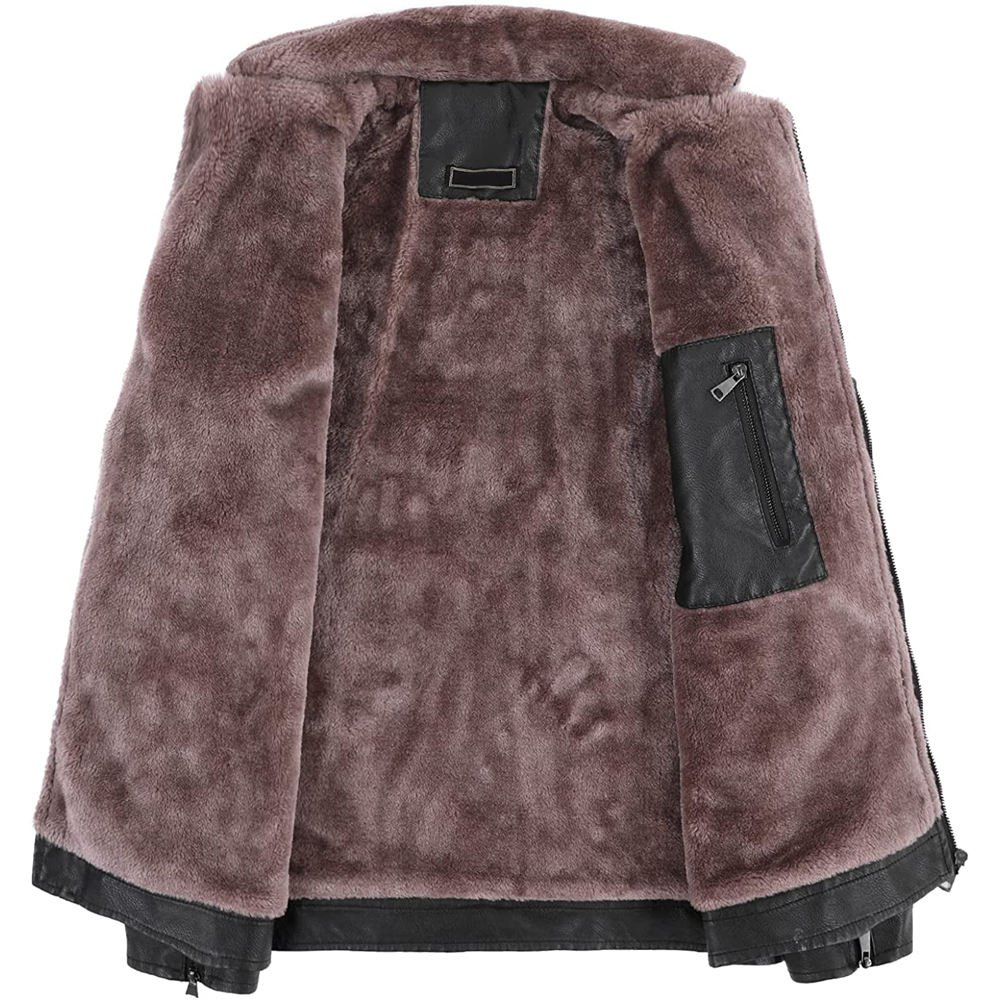 Latest Designed Custom Men Winter Stand Collar Leather Jacket Long Sleeve Lightweight Breathable Front Multiple Colors Available