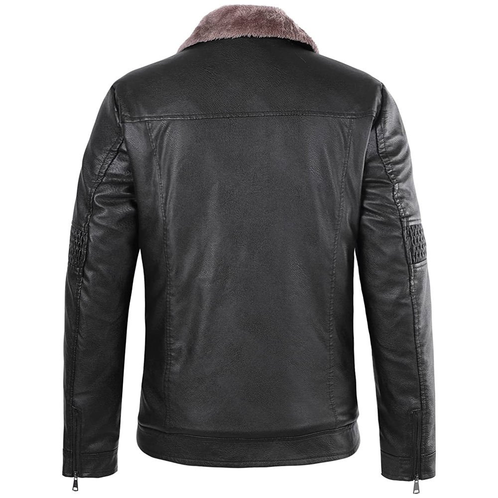 Latest Designed Custom Men Winter Stand Collar Leather Jacket Long Sleeve Lightweight Breathable Front Multiple Colors Available