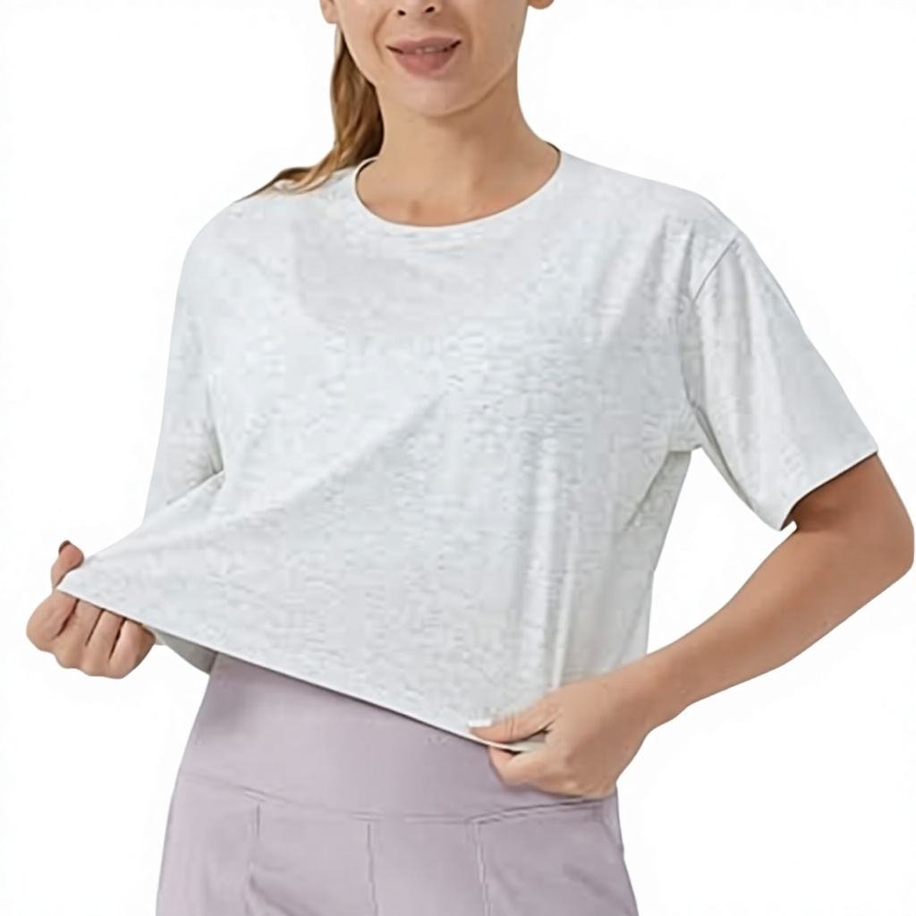 Custom Women's Cropped T-Shirt O-Neck Solid Color Casual Short Sleeve Top Breathable Gym Wear