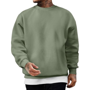 Mens Fleece Lined Crewneck Pullover Sweatshirt Winter Solid Color Casual Knitted Regular Fit Autumn Style