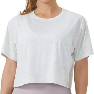 Custom Women’s Cropped T-Shirt O-Neck Solid Color Casual Short Sleeve Top Breathable Gym Wear