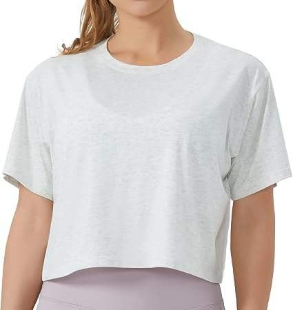 Custom Women's Cropped T-Shirt O-Neck Solid Color Casual Short Sleeve Top Breathable Gym Wear