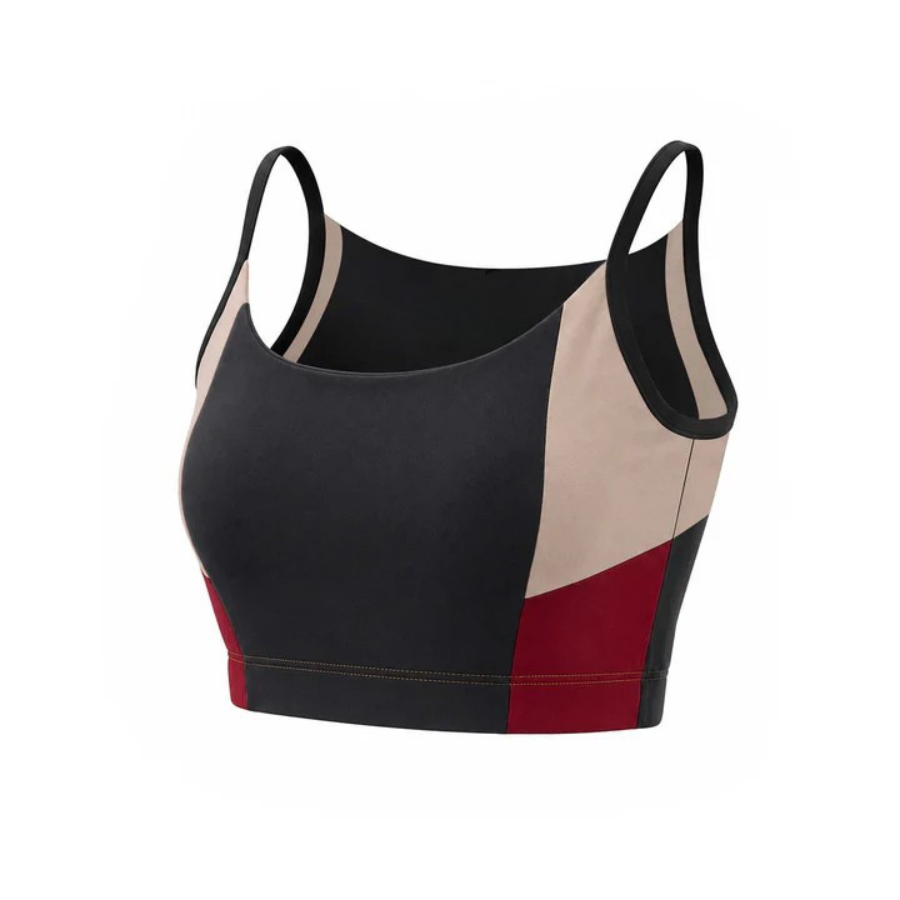 Custom Logo Color Block Quick Dry Seamless Sports Bra Women Spaghetti Strap Yoga Crop Top High for Gym Fitness Wear