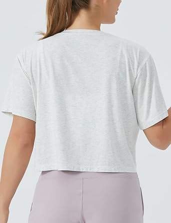 Custom Women's Cropped T-Shirt O-Neck Solid Color Casual Short Sleeve Top Breathable Gym Wear