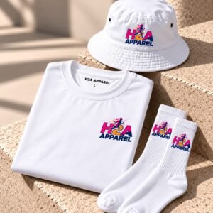 Custom T-Shirt, Bucket Hat & Athletic Socks